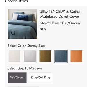 West Elm TENCEL Cotton Matelasse Full/Queen and standard sham Stormy Blue